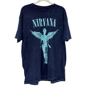 Officially Licensed Nirvana In Utero T-Shirt Blue Acid Wash Large NWOT
